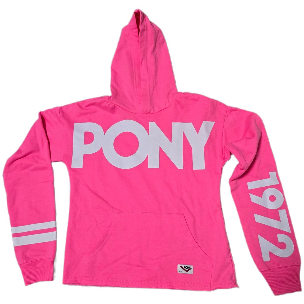 Kids 10/12 Pony Hoodie Sweatshirt Hot‎ Pink Long Sleeve 1972 Graphic Top (B)